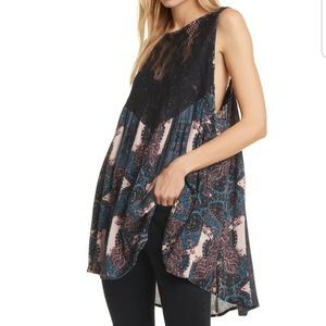 Free People Intimately Count Me In Trapeze Top Tunic Black Small